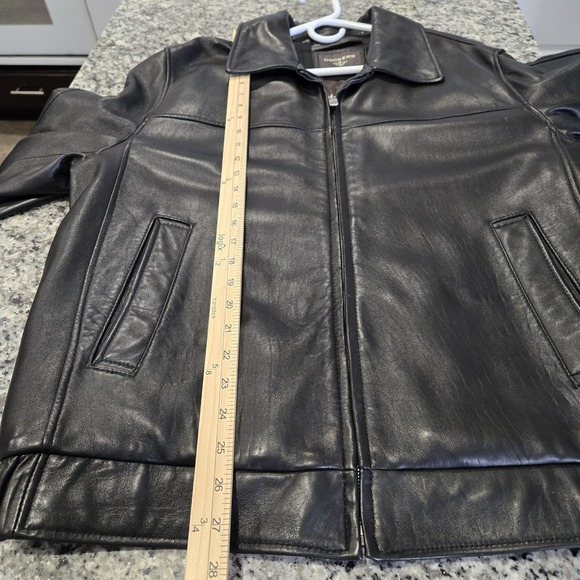 Dockers Genuine Leather Jacket Mens Large Black Full Zip Motorcycle - Picture 10 of 16